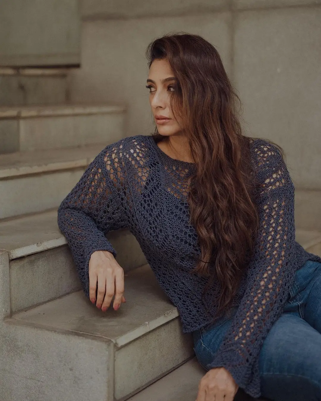 Indian Actress Tabu In Beautiful Long Hair Smiling Face